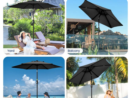 Umbrella With Crank Lift & Tilt, UV-Resistant Canopy For Patio