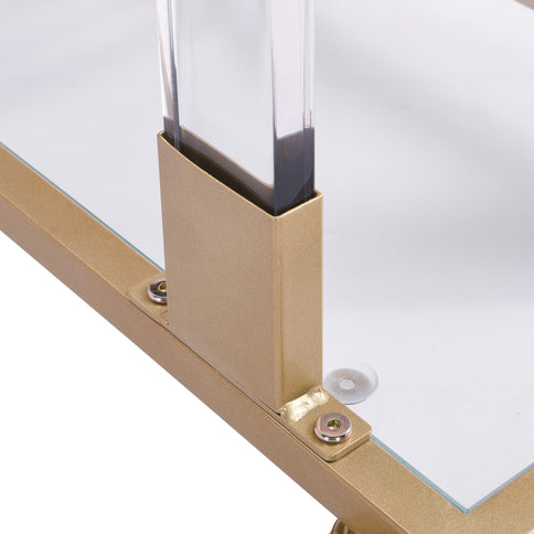 Side Table, Sofa Table, Glass Top C Shape Square Table With Metal Base For Living Room, Bedroom, Balcony Home And Office