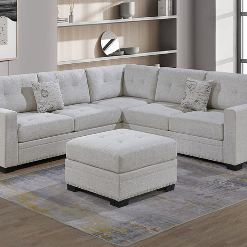 Casual Simple Tufted Sectional 4 Piece Set With USB Loveseat