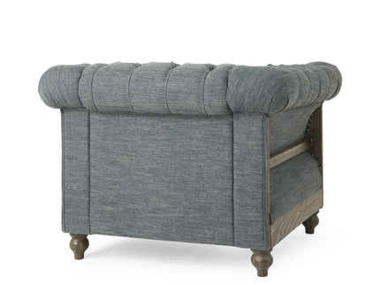 Fabric Upholstered Club Chair With Scrolled Tuxedo Arms