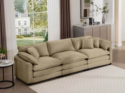 Mid-Century Modern 3 Seater Sectional Sofa With Arm And Throw Pillows