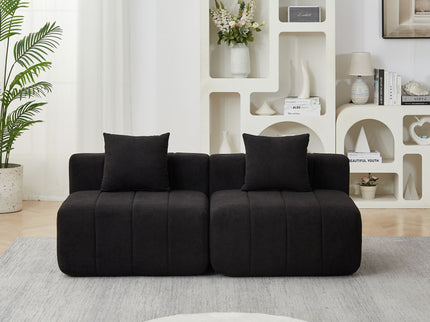 Modular Sectional Sofa With 2 Pillows, Symmetrical Design
