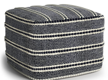 Corrie - Square Outdoor / Indoor Pouf - Navy / White
