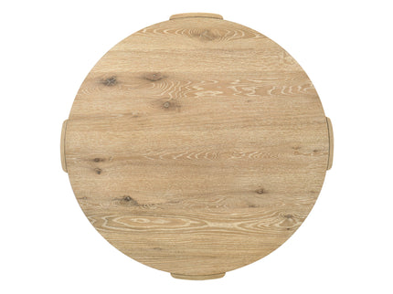 Bowen - Round Dining Table With Cream Color Upholstered Chairs (Set of 5) - Oak Finish