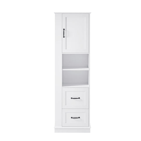 Freestanding Bathroom Storage Cabinet With Adjustable Shelves And Side Hooks Board, Rectangle Design