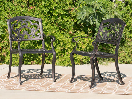 Cast Aluminum Dining Chair With Hand Crafted Details - Copper