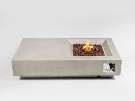 Propane Gas Fire Pit Table, 50000 Btu, Rectangular For Outside - Light Gray