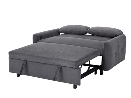 Pull-Out 2 Seat Modern Sleeper Sofa With 2 Throw Pillows And USB Ports
