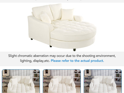 Modern Chaise Lounge Upholstered Sofa Couch With Tufted Seat And Detachable Pillows For Living Room