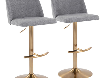 Toriano - Contemporary Adjustable Barstool With Swivel With Rounded T Footrest (Set of 2)