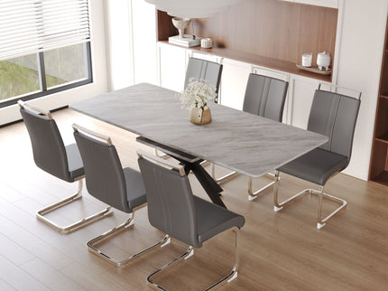 Modern Extendable Dining Table Set With Soft Padded Armless Chairs