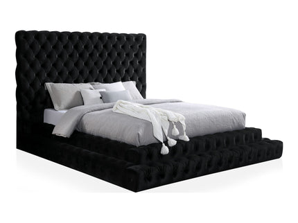 Tufted Oversized Headboard Platform Bed With Fully Upholstered Frame