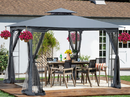 Patio Double Roof Gazebo Replacement Canopy Top Fabric