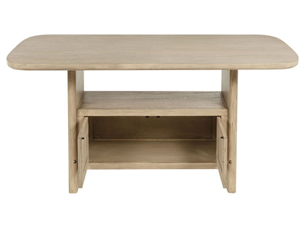 Kimpton - Counter Height Dining Table With Storage Cabinet And Shelves - Beige