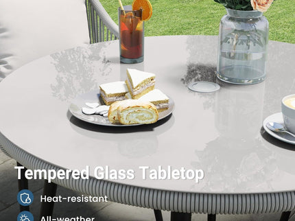 5 Piece Twisted Rattan Patio Dining Set With Table