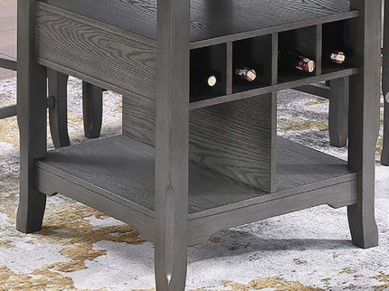 Counter Height Dining Table With Built In Lazy Susan And Storage Shelves