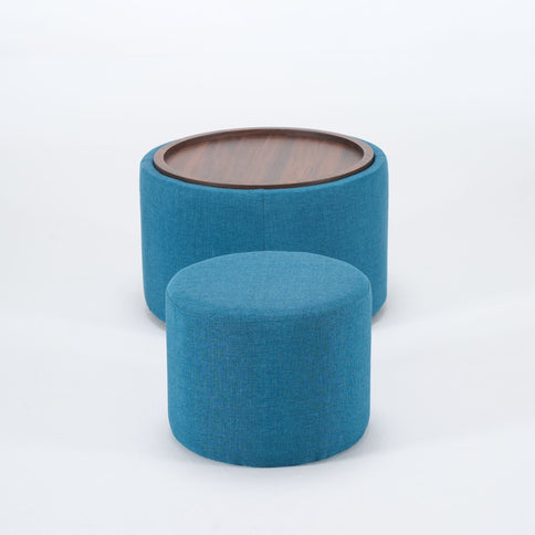 Nesting Ottomans, Round Coffee Table & Bench With Tray (Set of 2)
