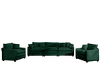 Dark Green / 3 Pc. 3 Seater Sofa, 2 Chairs