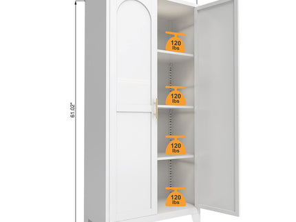 Shapely Doors Cabinet, Metal Storage Cabinet With Doors And Adjustable Shelves