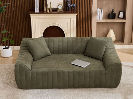 Oversized 2 Seater Loveseat With 2 Decor Throw Pillows, Deep Seat Sofa For Living Rooms