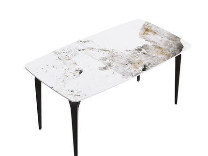 Modern Artificial Stone Pandora Curved Leg Dining Table 6 People - Antique White