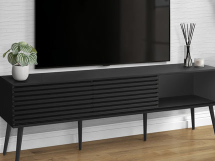 TV Stand, Media Entertainment Center, Storage Cabinet, Console, Storage Shelves, Bedroom, Living Room, Contemporary, Modern - Black