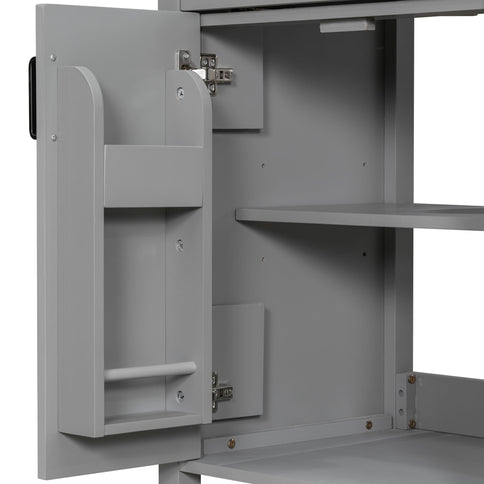 Bathroom Vanity With Ceramic Sink, Soft Close Doors, Flip Drawer, Double Layer Door Shelves