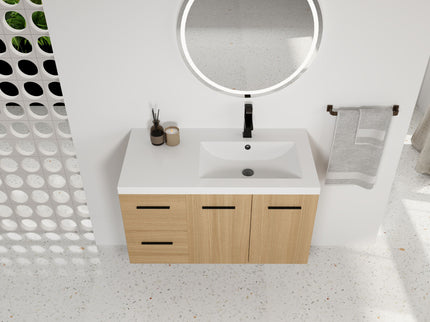 Wall Mounted Floating Bathroom Vanity With Sink, Door & Drawers Modular Cabinet