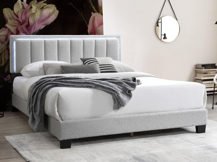 Bed With Channel Tufting And Built In LED Headboard