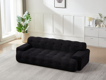 Cloud Series Minimalist Button Tufted Square Arm 3 Seater Sofa