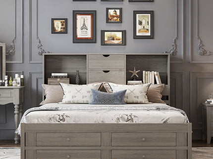 Platform Bed With Storage Headboard And 8 Drawers