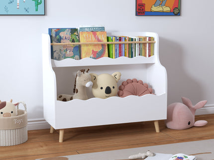 Kids Bookcase, Children Book Organizer Toy Storage Cabinet - White