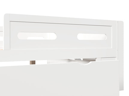 Platform Bed With Guardrail And Drawer