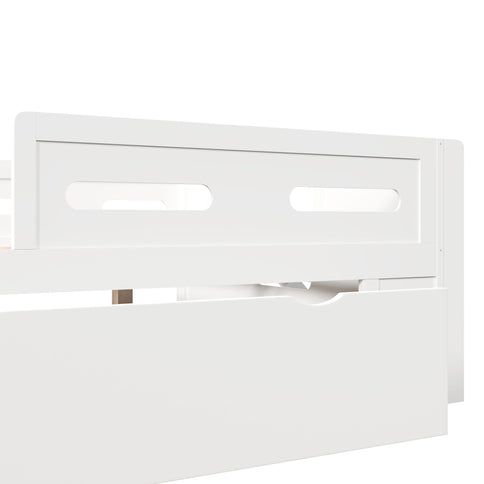 Platform Bed With Guardrail And Drawer