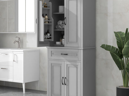 Bathroom Storage Cabinet With Doors And Drawer, Adjustable Shelf