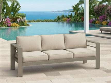 All-Weather Patio Sofa With Cushions, 3 Seat Outdoor Couch