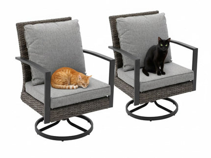 Swivel Rocker Patio Chairs With Cushions, All Weather (Set of 2) - Gray