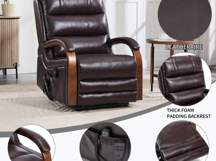 Power Lift Recliner Chair Dual Motor Infinite Position With Heat Massage And Heavy Duty Motion Mechanism - Brown