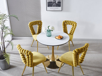 Modern Chair With Iron Tube Legs, Soft Cushions And Comfortable Backrest, Suitable For Dining Room, Living Room, Cafe, Hairball Back