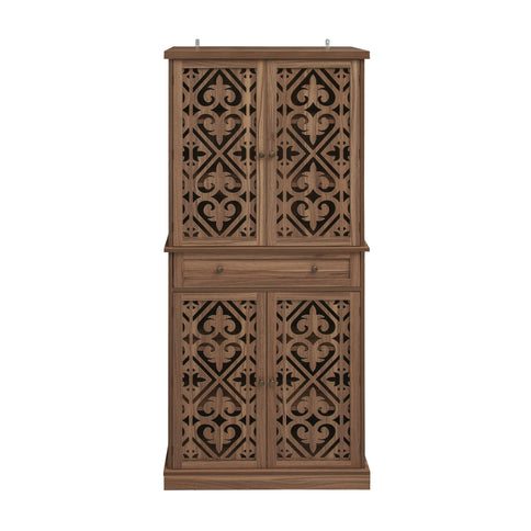 4 Door Cabinet With 1 Drawer, With 4 Adjustable Inner Shelves, Storage Cabinet