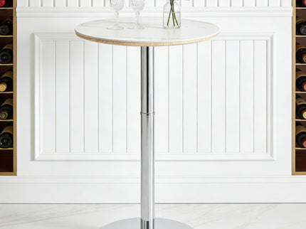 Circular Bar Table - White / Silver