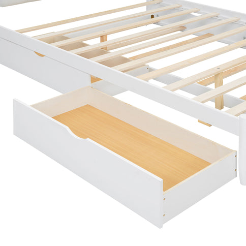 Storage Platform Bed, With 2 Big Drawers, Trundle, One Set Of Sockets & USB Ports