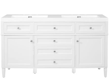 Bathroom Vanity With Double Sink, 3 Drawers, 2 Doors, Adjustable Shelves, Freestanding - White