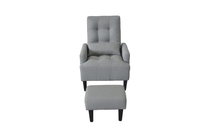Living Room Sofa Single Chair And Ottoman, Modern Multi-Function Fabric Living Room Sofa Lounge Chair Bed And Stool. Soft Leisure Single Chair Adjustable Into 5 Angles With Sofa Bed