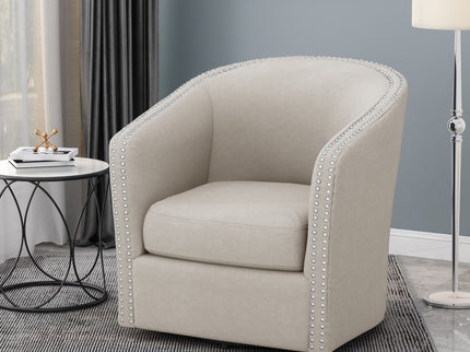 Modern Upholstered Swivel Club Chair With Nailhead Trim