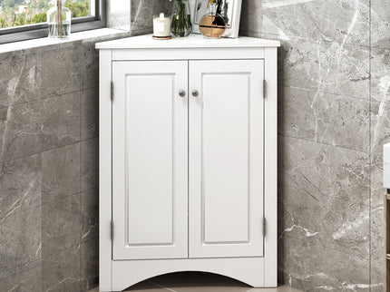 Triangle Bathroom Storage Cabinet With Adjustable Shelves, Freestanding Floor Cabinet For Home Kitchen