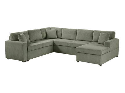 Oversized Sectional U-Shaped Sofa With Chaise Lounge And Three Soft Throw Pillows