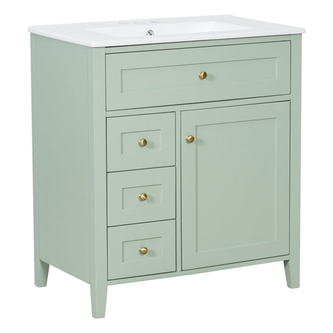 Bathroom Vanity With Sink, 3 Drawers And Adjustable Shelf, Freestanding Storage Unit