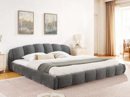 Upholstered Platform Bed Frame, Low Profile Floor Bed, No Box Spring Required