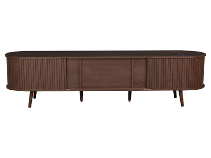 TV Stand For 70" TV, Console With Tambour Doors, Drawers And Built In Power Outlet - Dark Brown